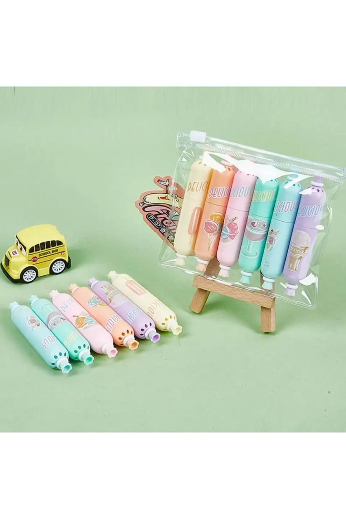 YEŞİL KIRTASİYE Mini Sosis 6'lı Fosforlu Kalem Seti