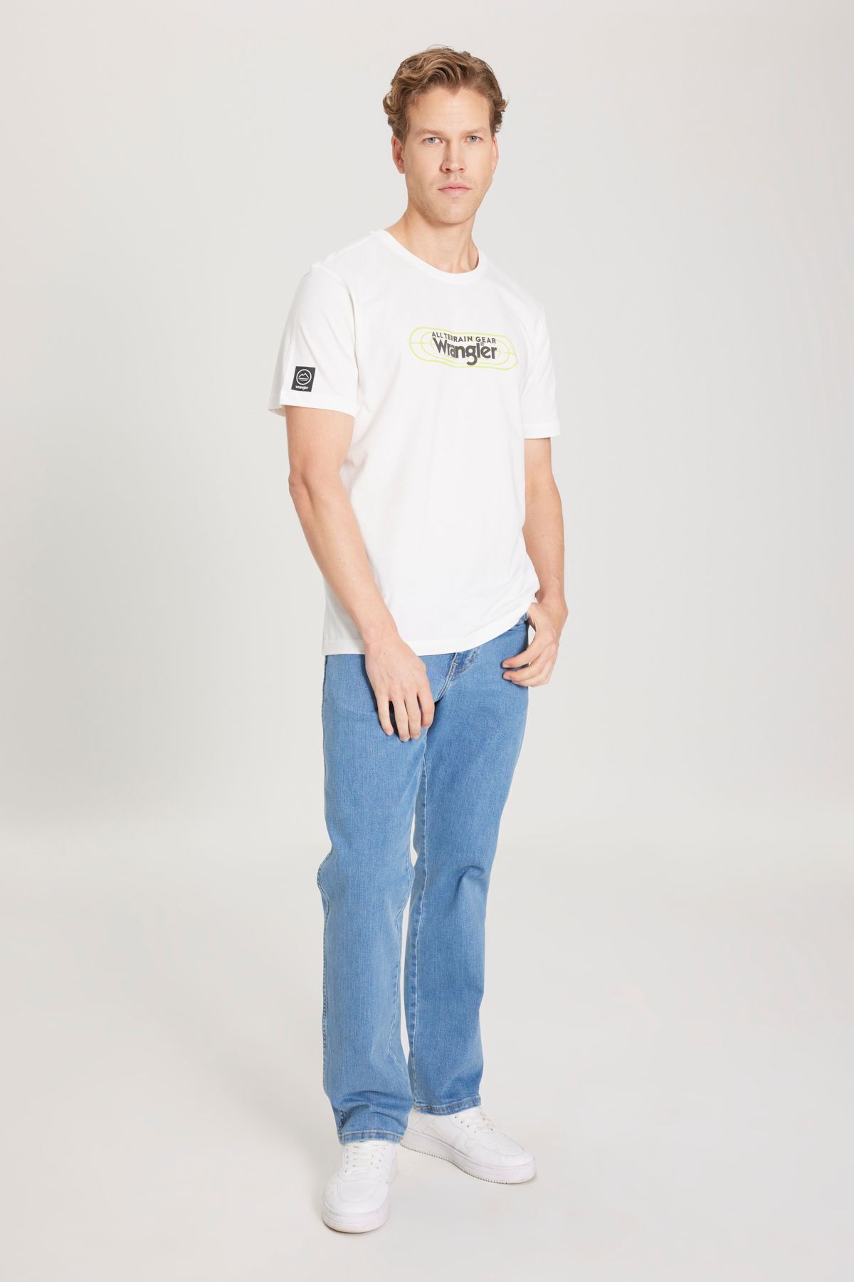 شلوار جین طلایی مردانه تگزاس مستقیم انعطاف پذیر کمر طبیعی مناسب Wrangler