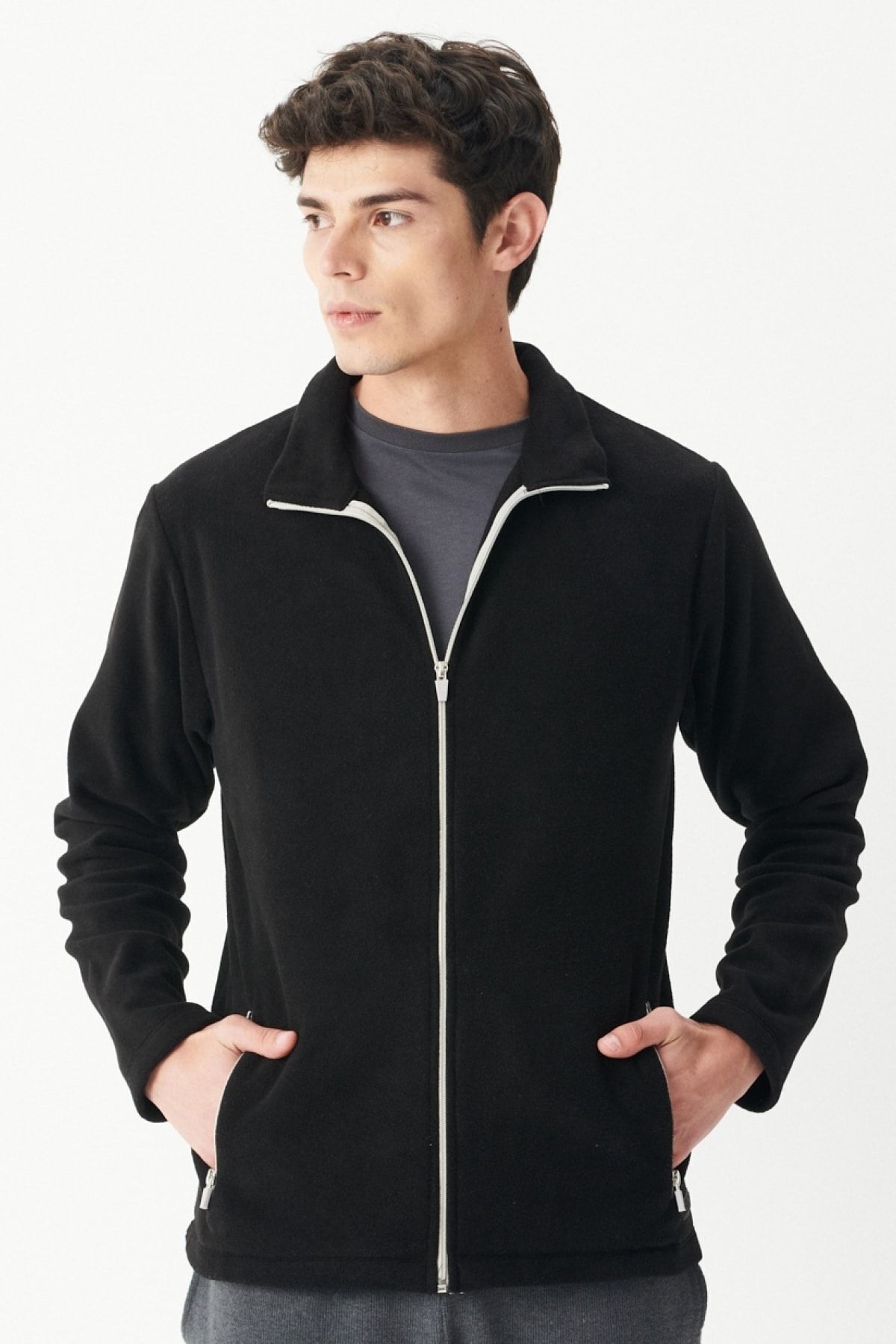 Riders by Lee-Černá pánská fleecová mikina Regular Fit Regular Střih na zip 1