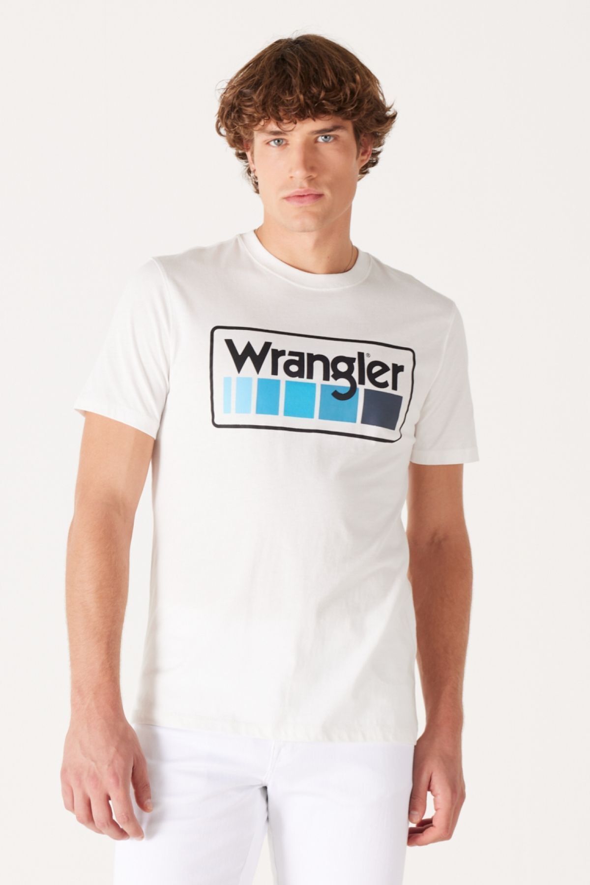 تی شرت سفید مردانه یقه دوچرخه برش معمولی به طور منظم 100 ٪ پوست چهل کشتی Wrangler