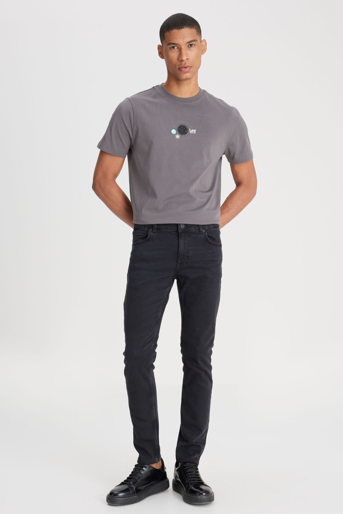 شلوار جین مشکی مردانه سیاه Skinny Fit Slim کمر کم Flexible Malone Lee