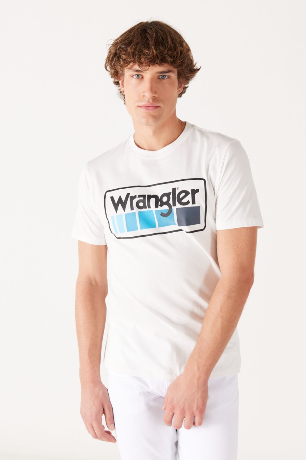 تی شرت سفید مردانه یقه دوچرخه برش معمولی به طور منظم 100 ٪ پوست چهل کشتی Wrangler