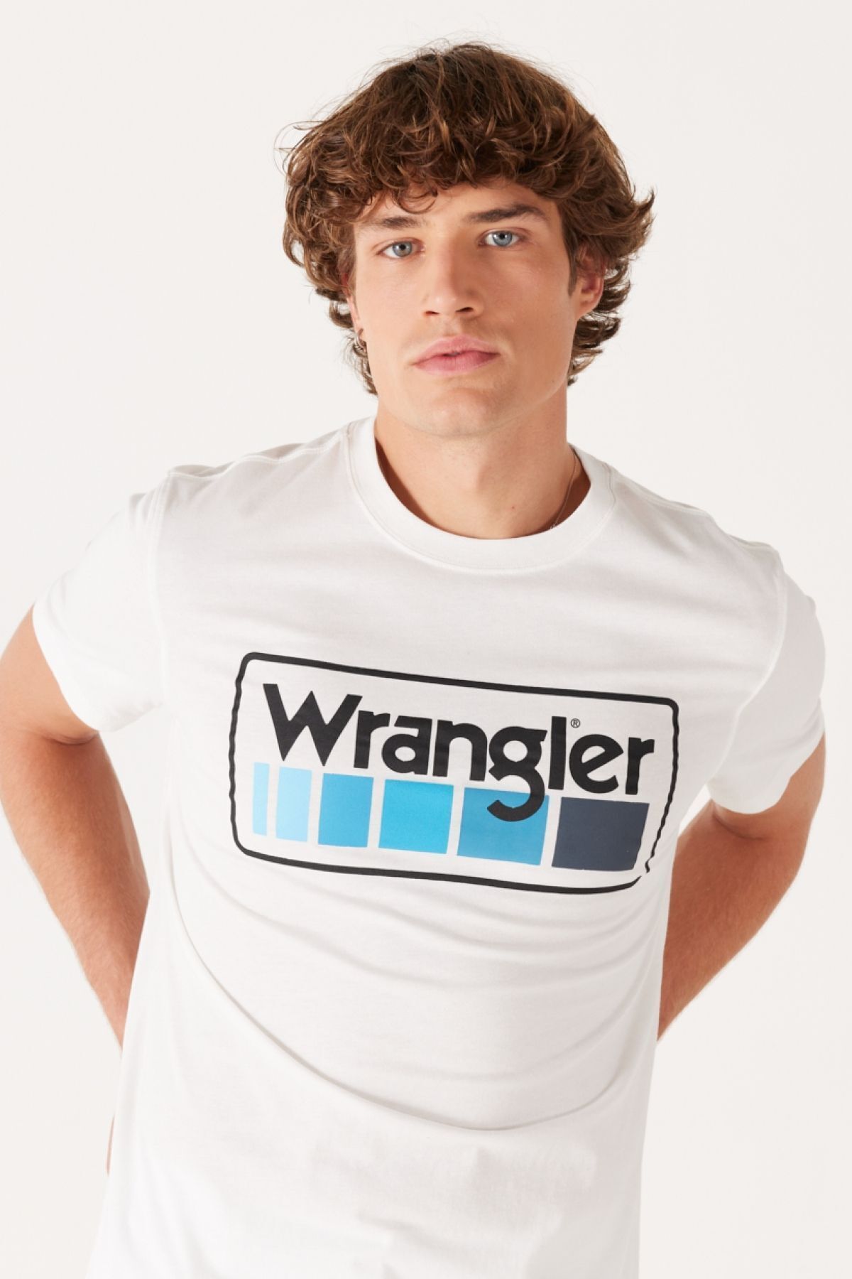 تی شرت سفید مردانه یقه دوچرخه برش معمولی به طور منظم 100 ٪ پوست چهل کشتی Wrangler