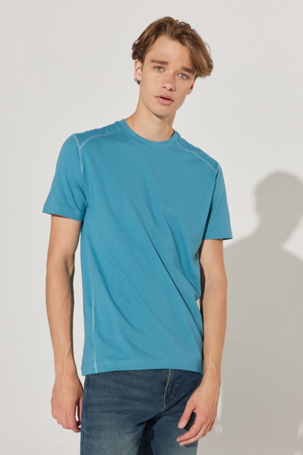 ALL TERRAIN GEAR -x- Wrangler All Terrain Gear Regular Fit Bisiklet Yaka Esnek Petrol Mavisi Tişört