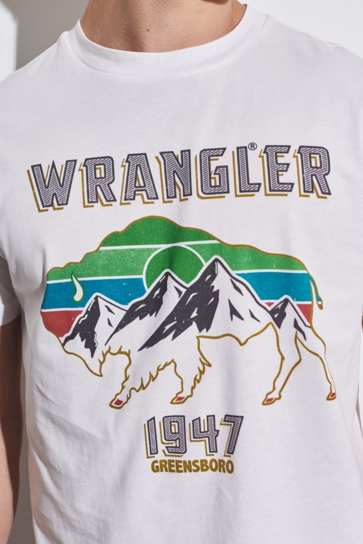 تی شرت سفید مردانه یقه دوچرخه برش معمولی به طور منظم 100 ٪ پوست چهل کشتی Wrangler