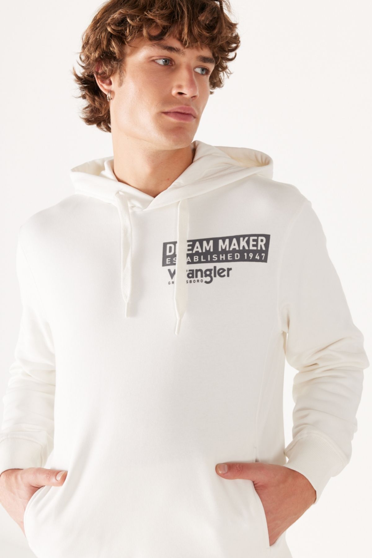 سویشرت سفید مردانه به طور منظم مناسب برش طبیعی خورده پوست Wrangler