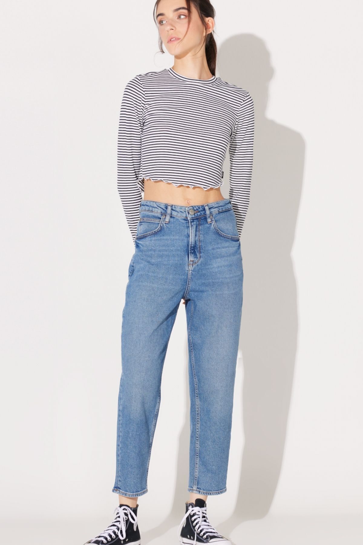 Regular Fit High Waist Straight Leg Light Blue Stella Tapered Stretchy Jean Denim Jeans