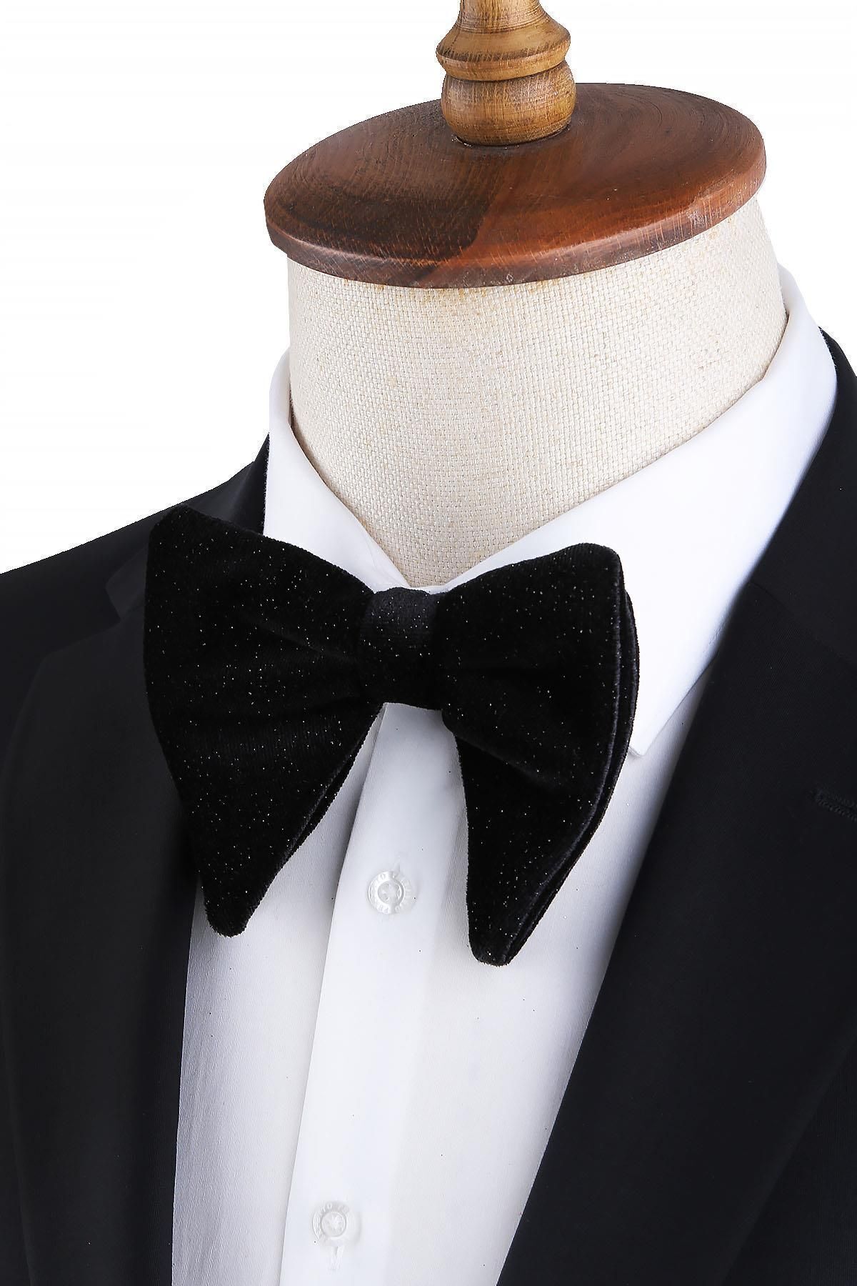  پاپیون مخمل مشکی بزرگ با اکلیل P1700