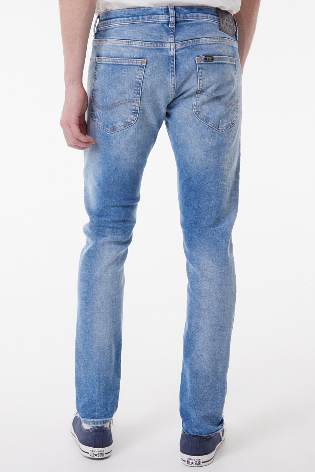 شلوار جین آبی مردانه کش دار Luke Slim Fit کمر کم روشن Lee