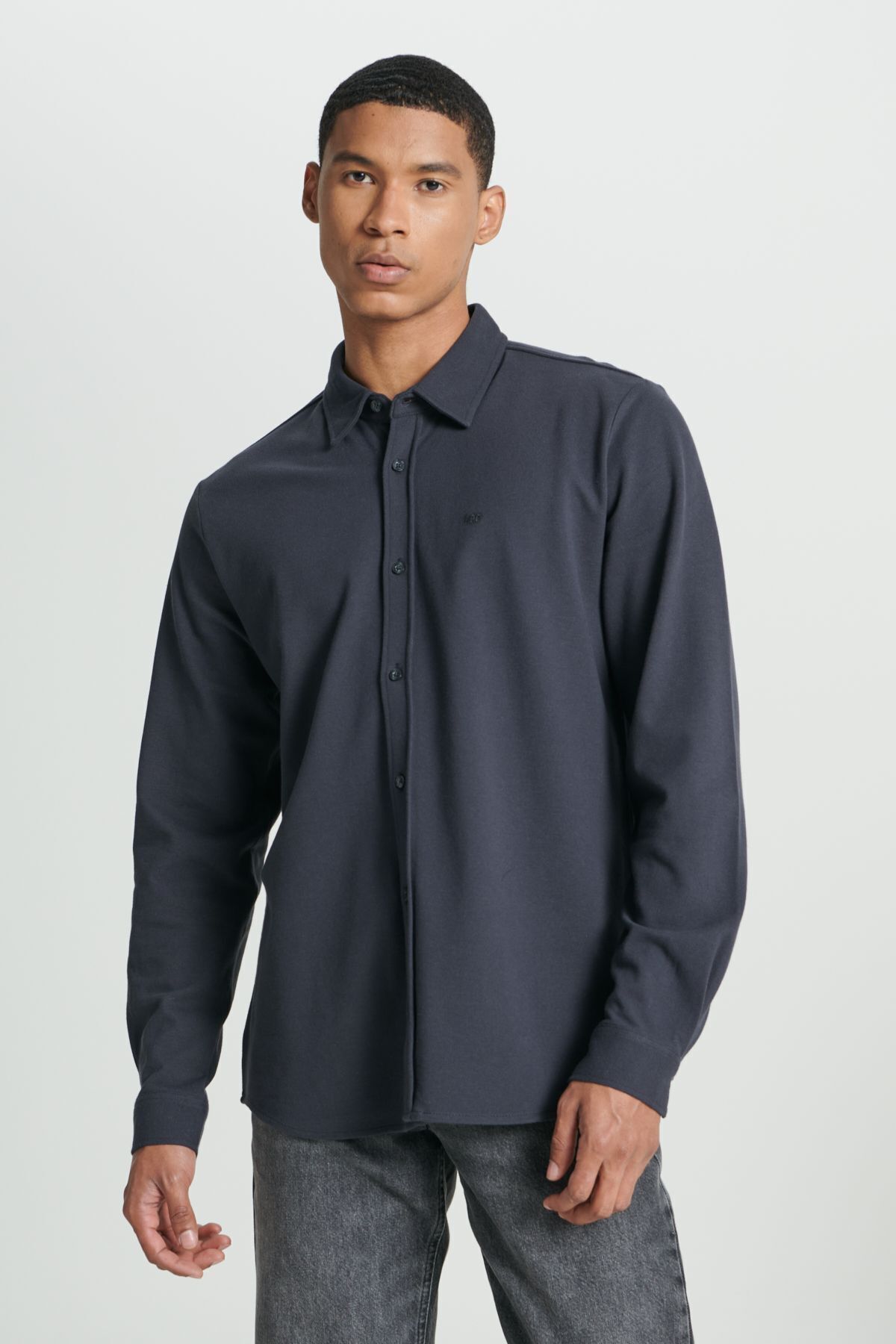 پیراهن / بلوز دکمه دار خاکستری مردانه مناسب آراسراس arrasit L241567003 Long Send Shoot Lee