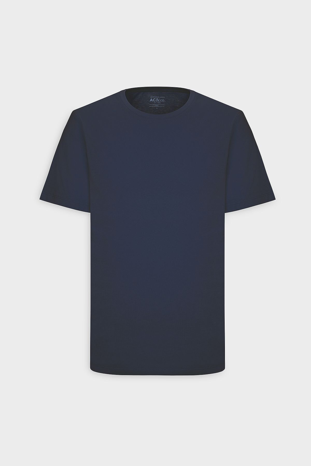 Erkek Lacivert %100 Pamuk Slim Fit Dar Kesim Bisiklet Yaka Basic Tişört