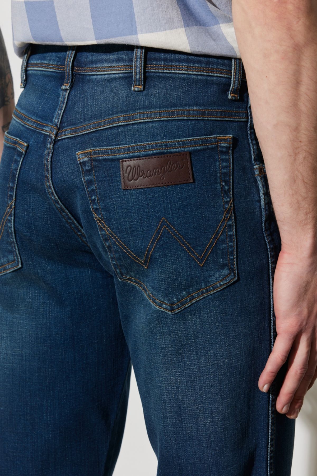 شلوار جین خاکستری مردانه تگزاس مستقیم فلش ساده و کمر انعطاف پذیر آبی Wrangler