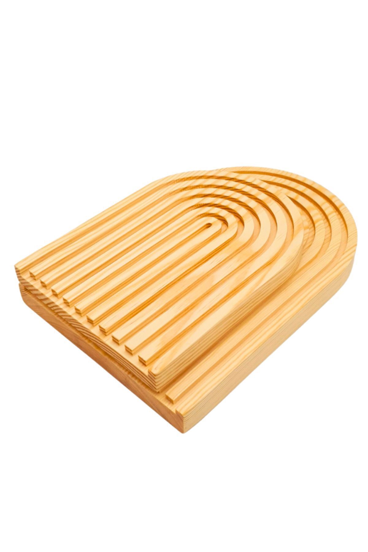 Woodcept-حامل عرض ديكور خشبي منحوت بنمط قوس قزح متوسط الحجم وصينية طبق 5