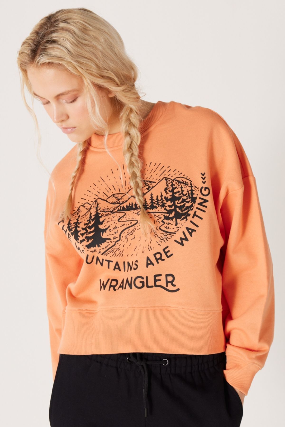 Wrangler  Relaxed Fit Geniş Kesim Içi Polarlı Bisiklet Yaka Turuncu Sweatshirt - Görsel 4
