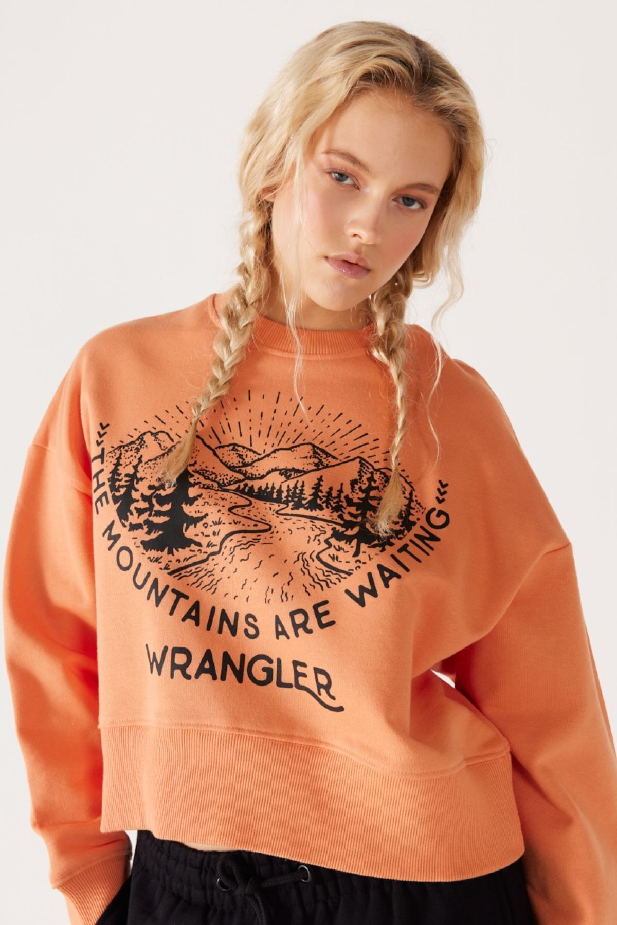 Wrangler  Relaxed Fit Geniş Kesim Içi Polarlı Bisiklet Yaka Turuncu Sweatshirt - Görsel 3