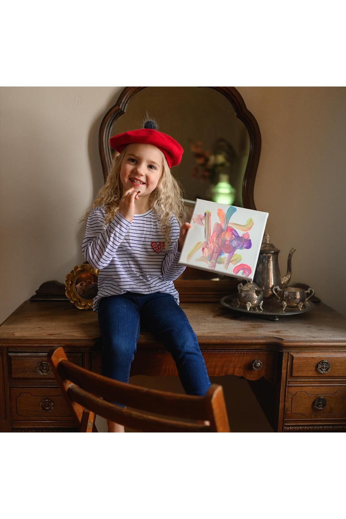 Antebies-Heart Embroidered Long Sleeve Pajama T-Shirt 4