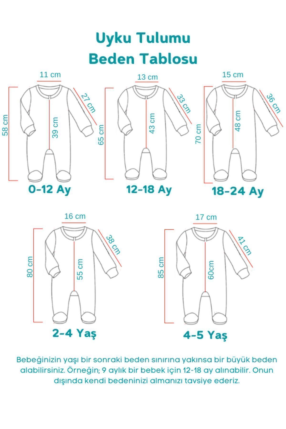Sare Baby Bebek Uyku Tulumu %100 Doğal Pamuk Çift Kat Özel Kumaş Unisex 1.0 Tog