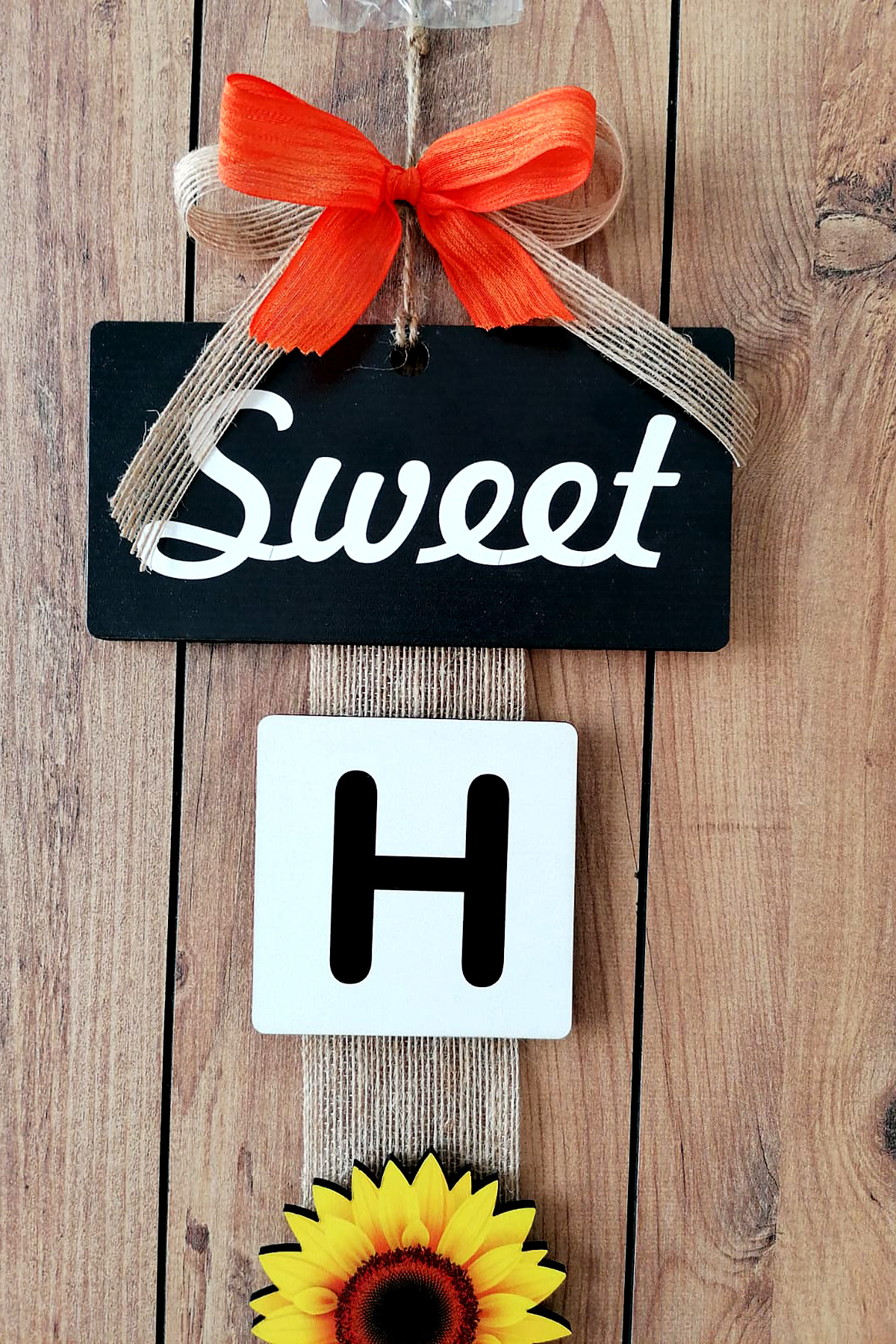 Ahşap Kapı Süsü "Sweet Home" |Ayçiçeği Desenli El Yapımı Ayçiçeği Kapı Süsü | Ev Dekorasyonu 5