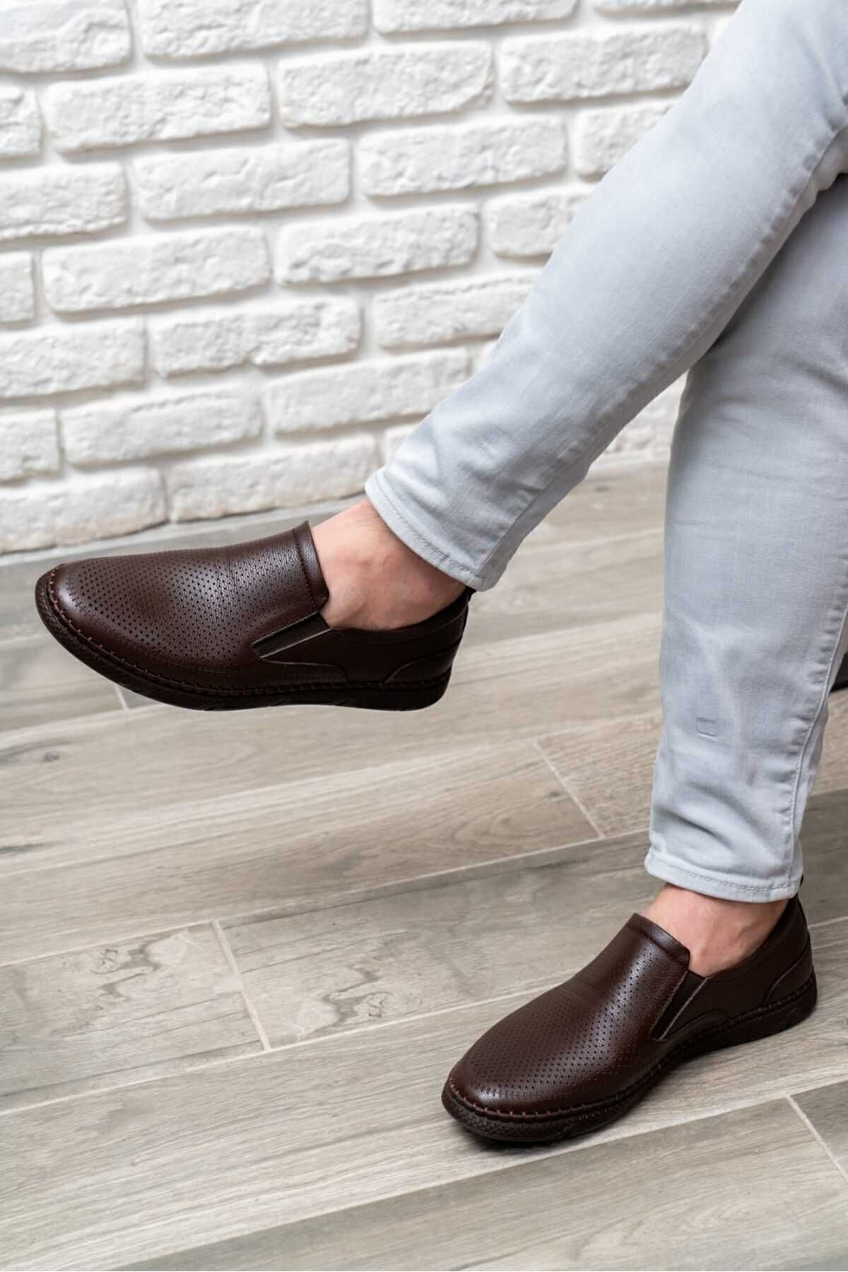 D&M DANİ&MARCA Erkek Hakiki Deri Ayakkabı, Günlük Ayakkabı, Yazlık Ayakkabı , Loafer Ayakkabı Kahve görsel 2