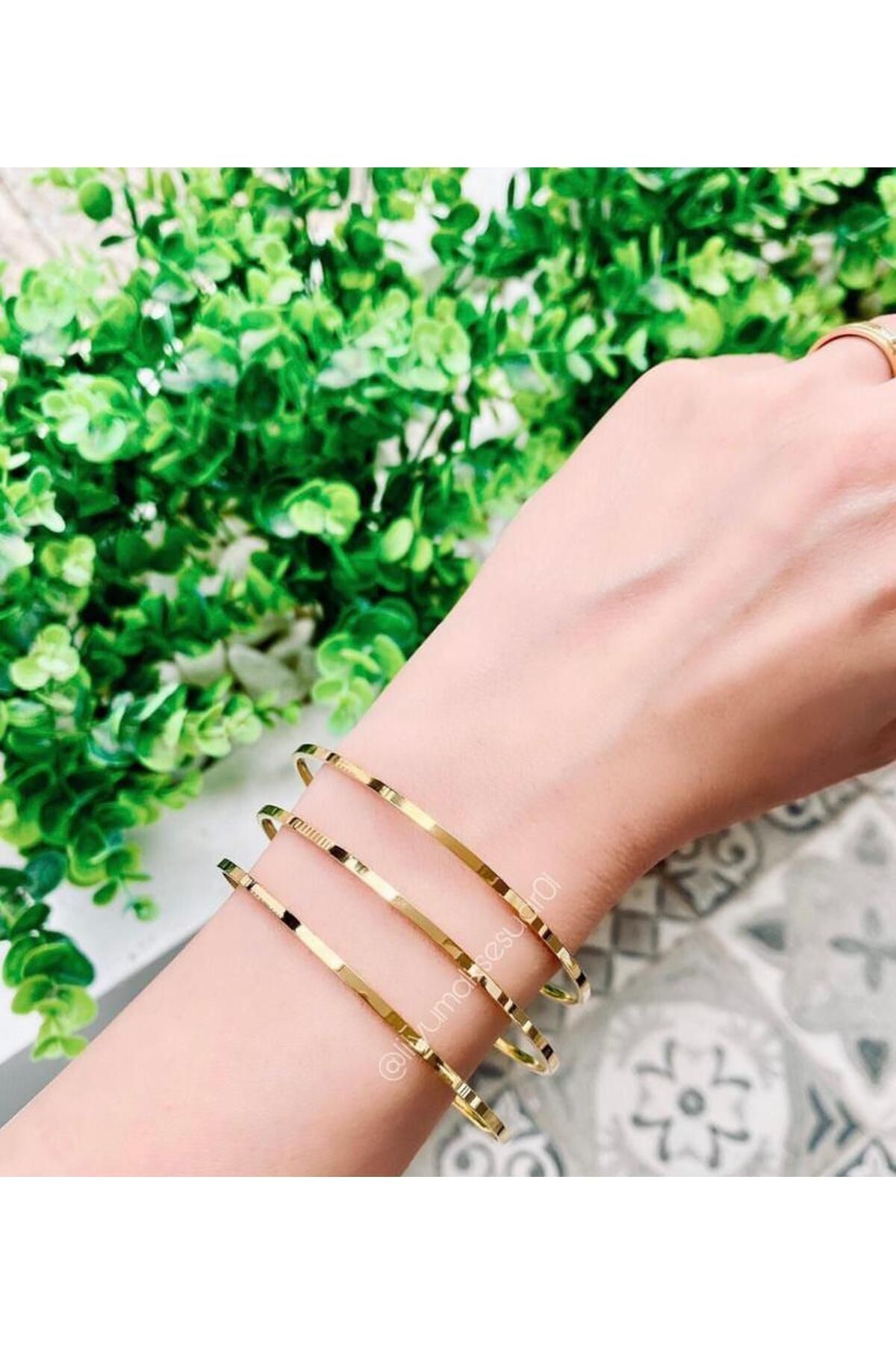 Lilyum Aksesuar 3'LÜ ÇELİK İNCE RAY BİLEZİK AJDA BİLEZİĞİ KİBRİT ...