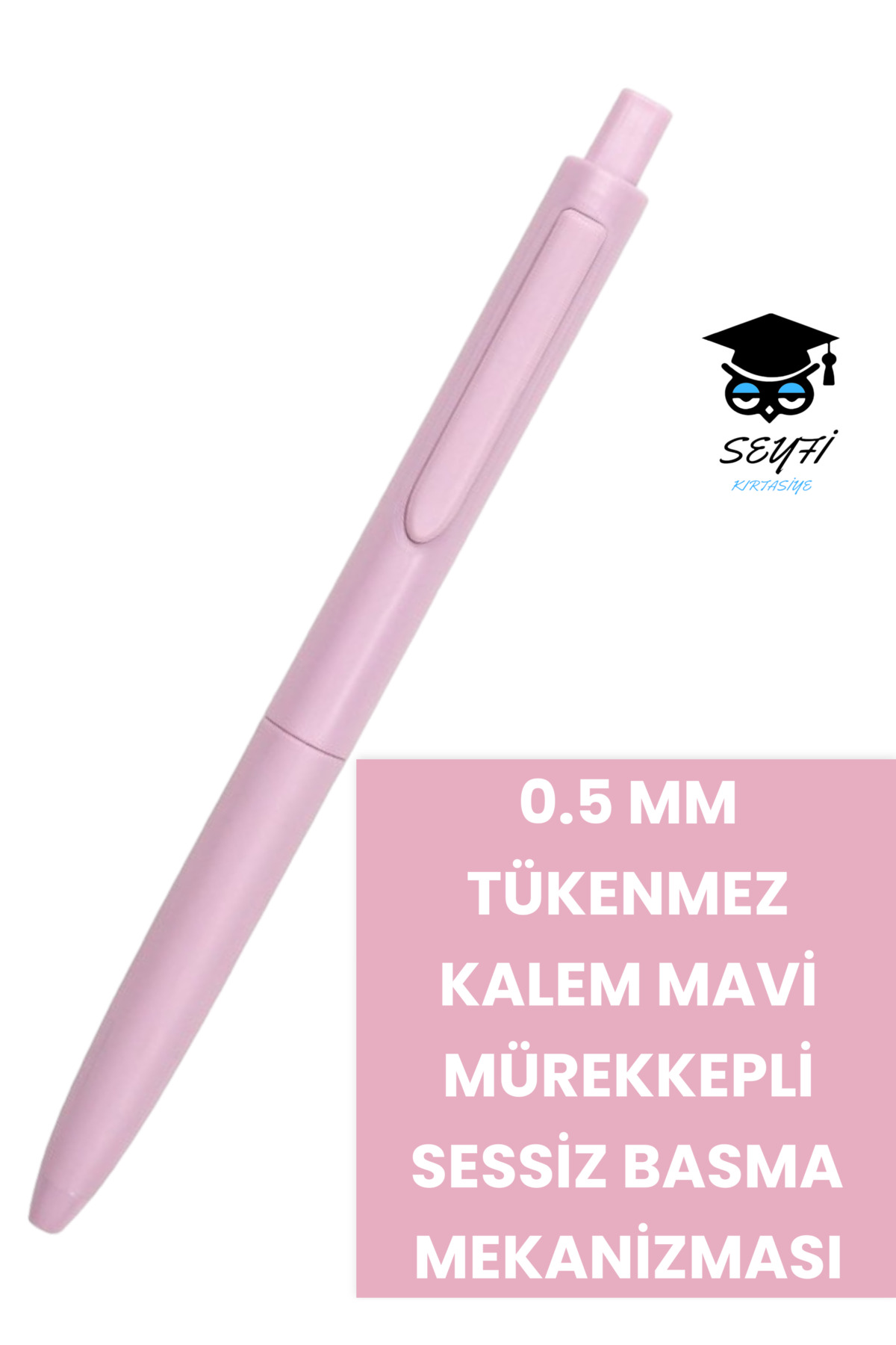 SEYFİKİRTASİYE 0.5 MM TÜKENMEZ KALEM MAVİ MÜREKKEPLİ SESSİZ BASMA MEKANİZMASI AMERİKAN MARKASI WRİTECH ÜRETİM