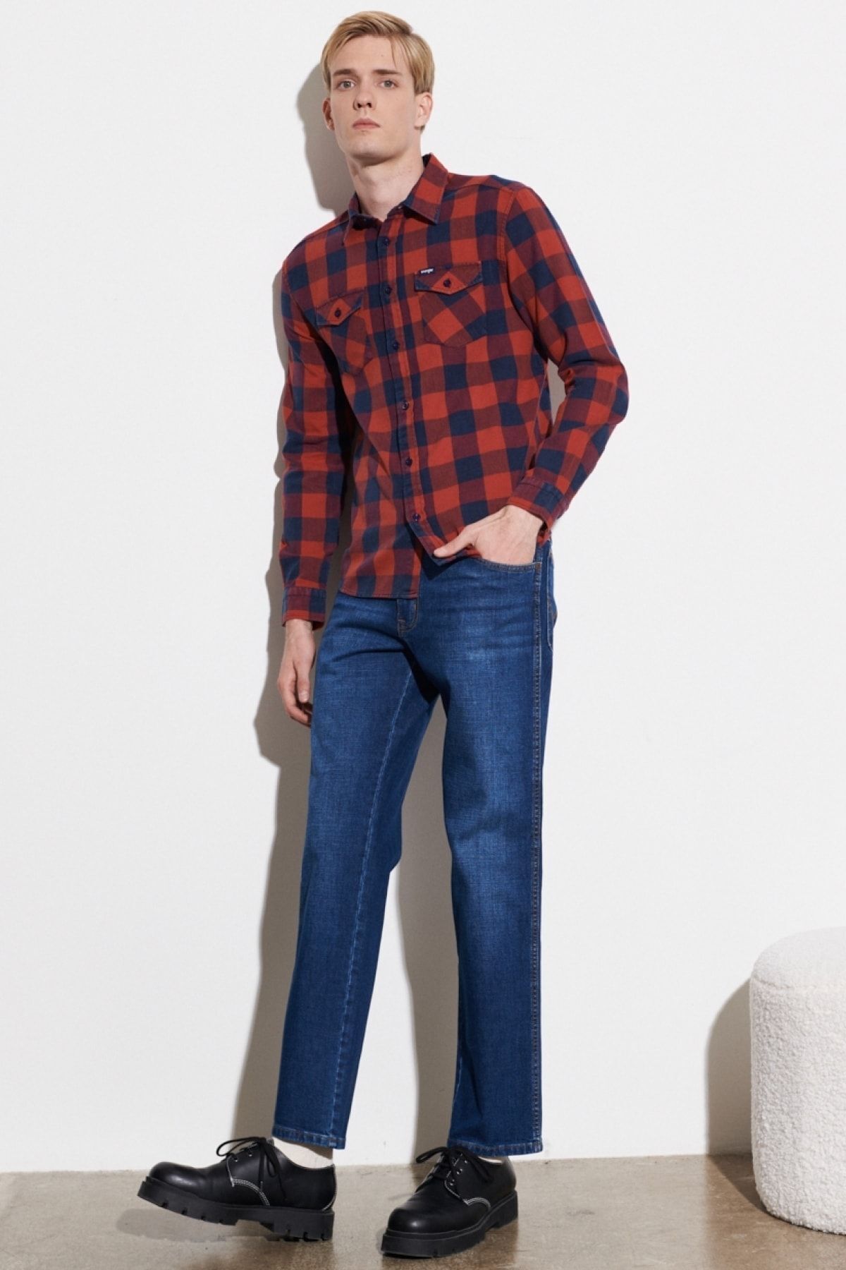 WRANGLER-Jeansy jeansowe Texas Regular Waist Straight Leg Blue dla mężczyzn, rozciągliwe 3