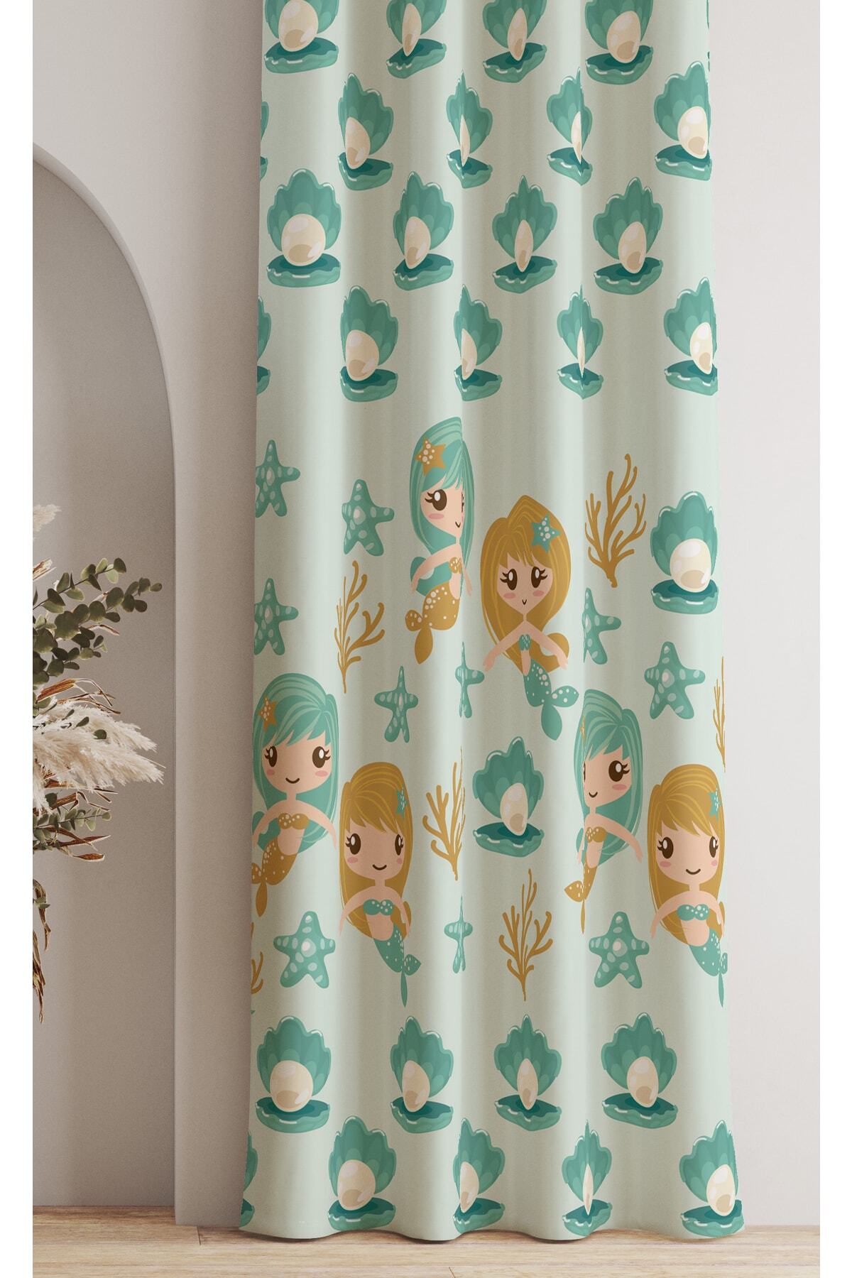 Ays Home Mermaid Children's Room Curtain (PAY ATTENTION TO SIZE)