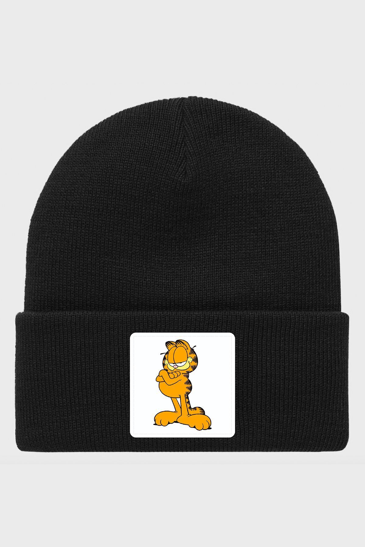 Luigan Deri Etiketli Desen Basklı Basic Triko Bere Unisex
