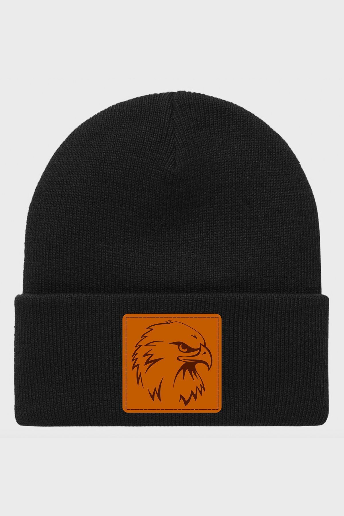 Luigan Deri Etiketli Desen Basklı Basic Triko Bere Unisex