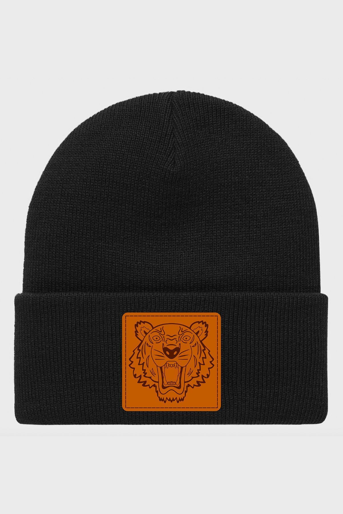 Luigan Deri Etiketli Desen Basklı Basic Triko Bere Unisex