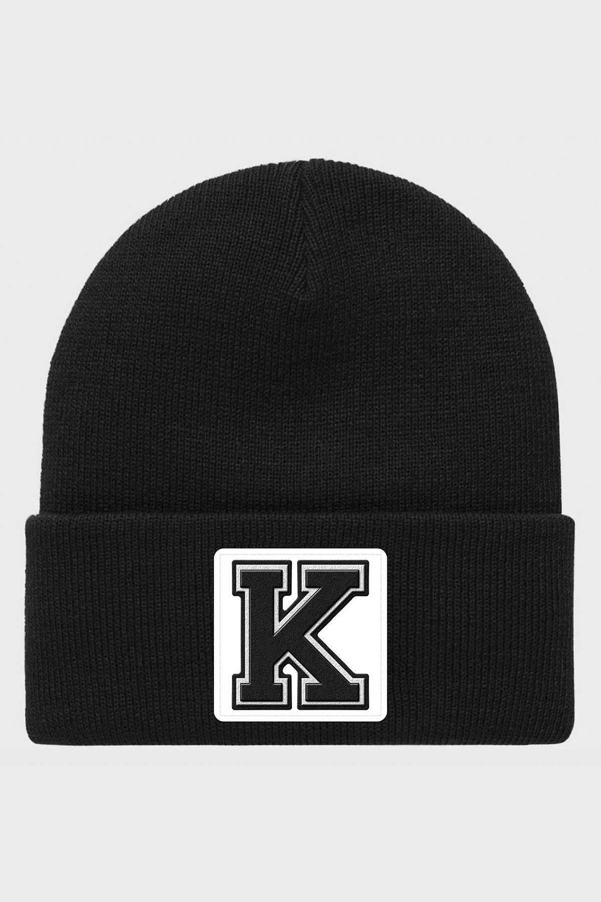Luigan Deri Etiketli Desen Basklı Basic Triko Bere Unisex