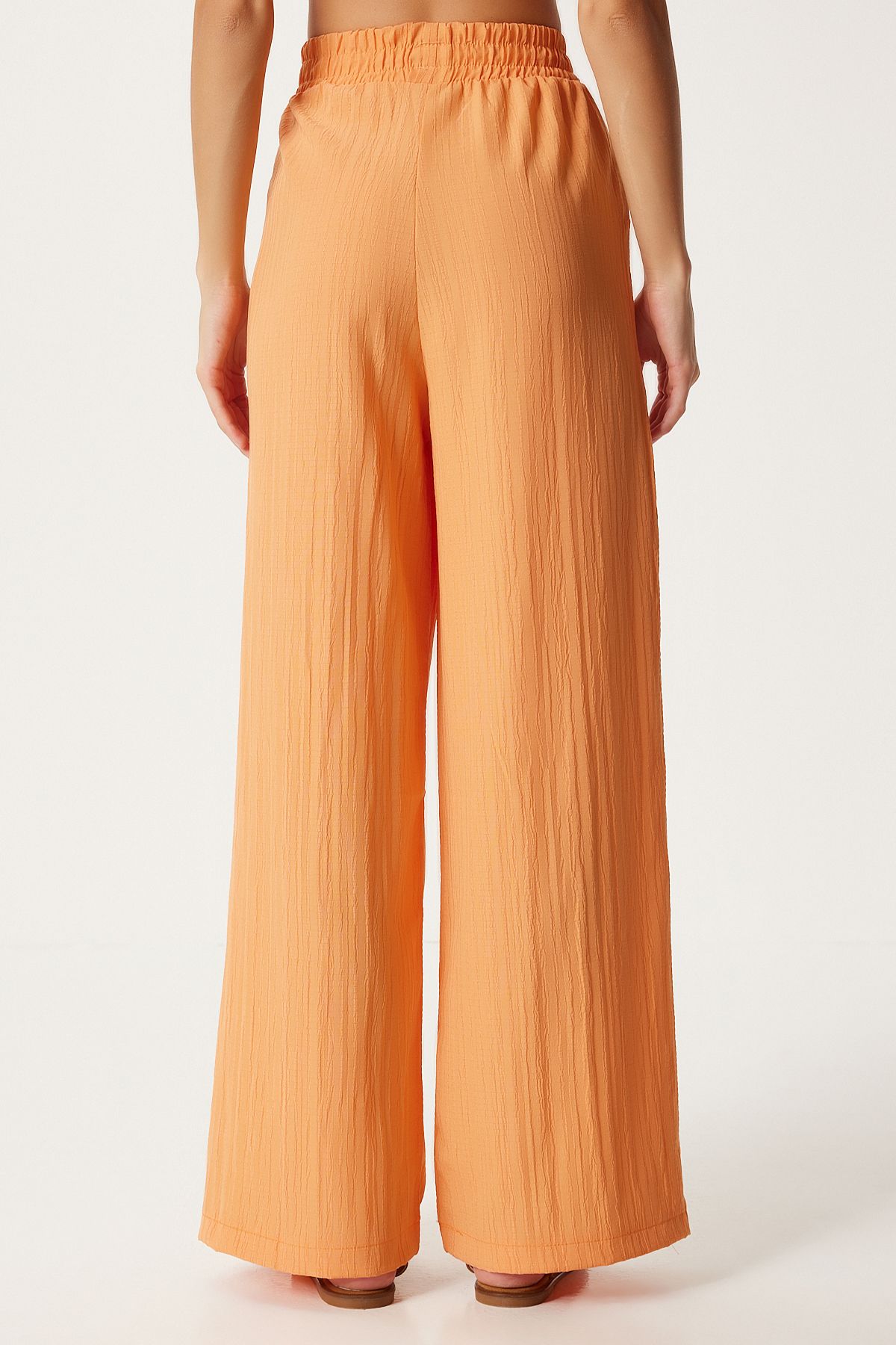 Happiness İstanbul-Orangefarbenes Damen-Set aus Weste und Palazzo-Strick - mit Gürtel By00055 7