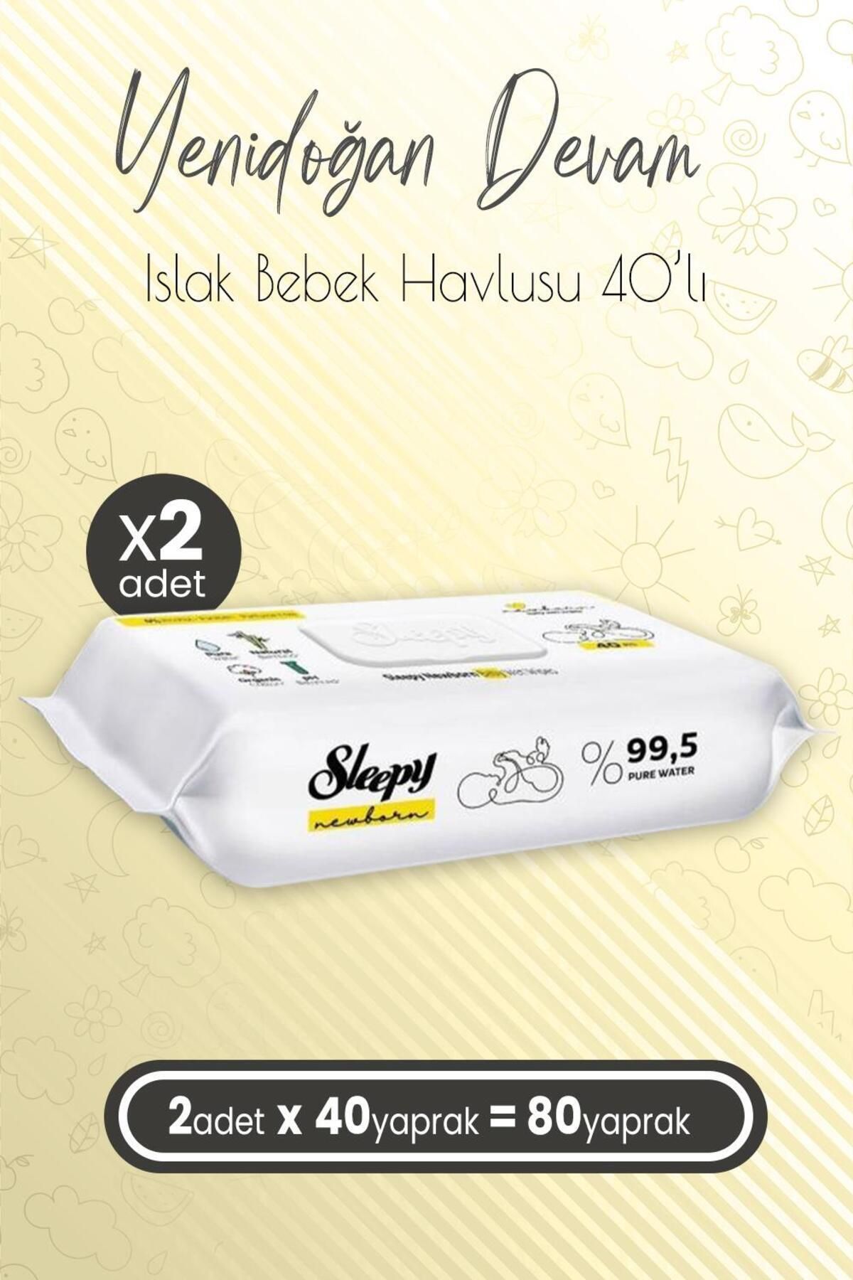Sleepy Yenidoğan Devam Islak Bebek Bakım Havlusu 40'lı X 2 Adet