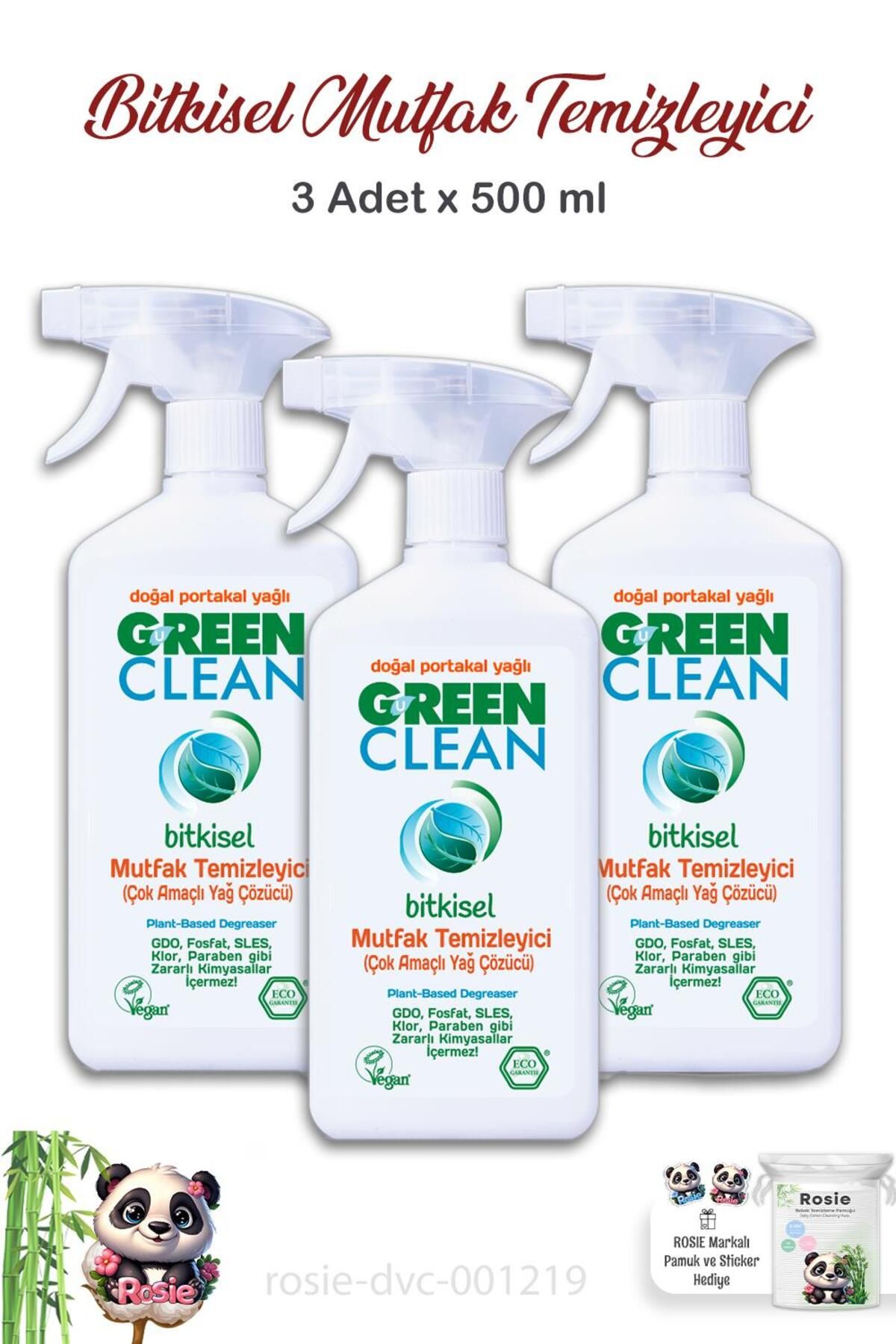 Green Clean 3 Adet Bitkisel Mutfak Temizleyici 500 ml Ve Rosıe