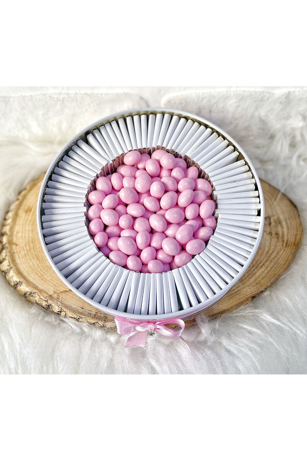 BUGİTO 50 Adet 200 gr Draje Pembe Gökkuşağı Temalı İsme Özel Hoşgeldin Kız Bebek Doğum Hediyelik Çikolata fotoğrafı 4 (önizleme)