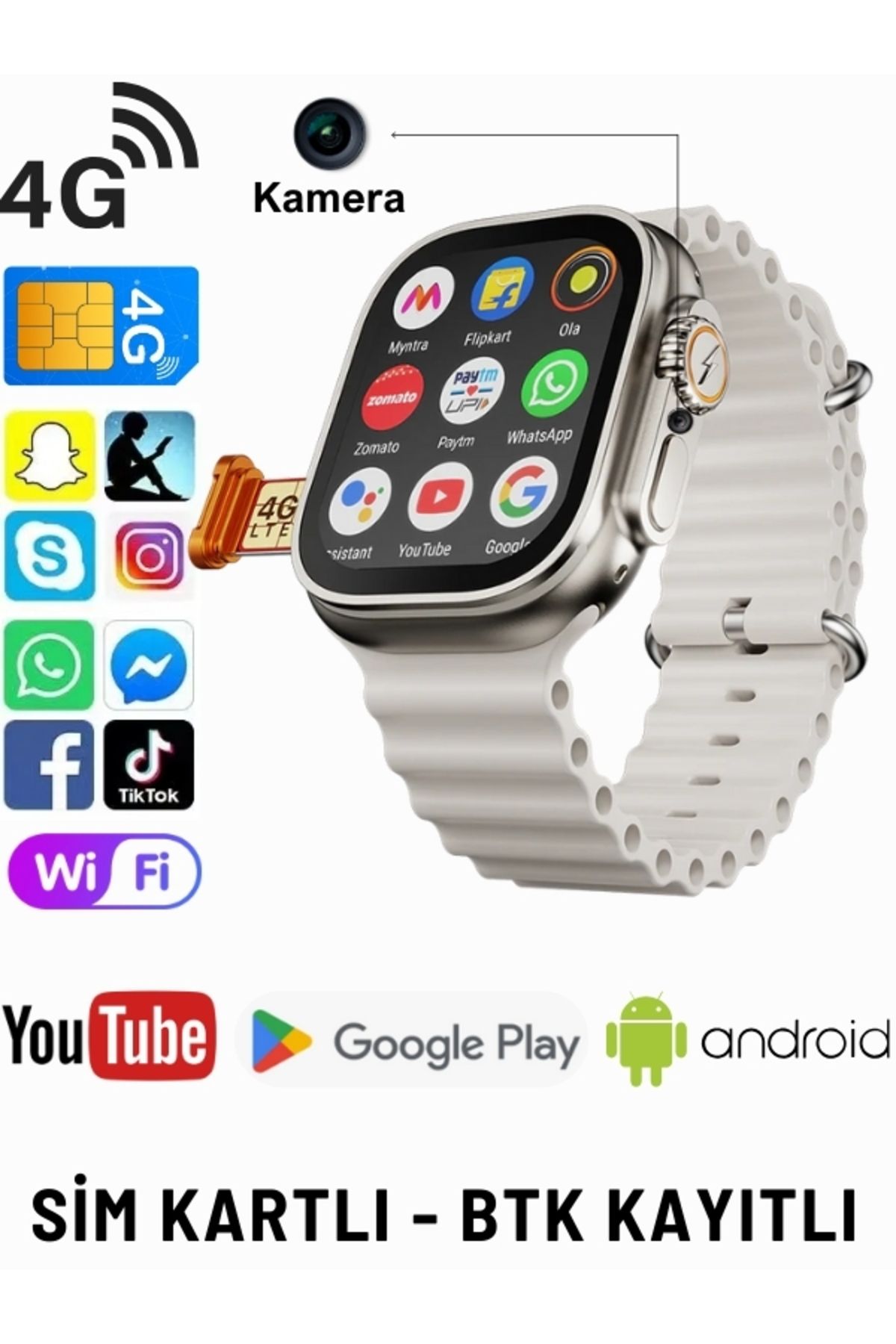 SONRE R Watch Ultra Kameral 4G Sim Kartl 16GB Ak ll Saat Cocuk W F GooglePlay iphone Huawei Uyumlu 8 9 Giyilebilir Teknoloji
