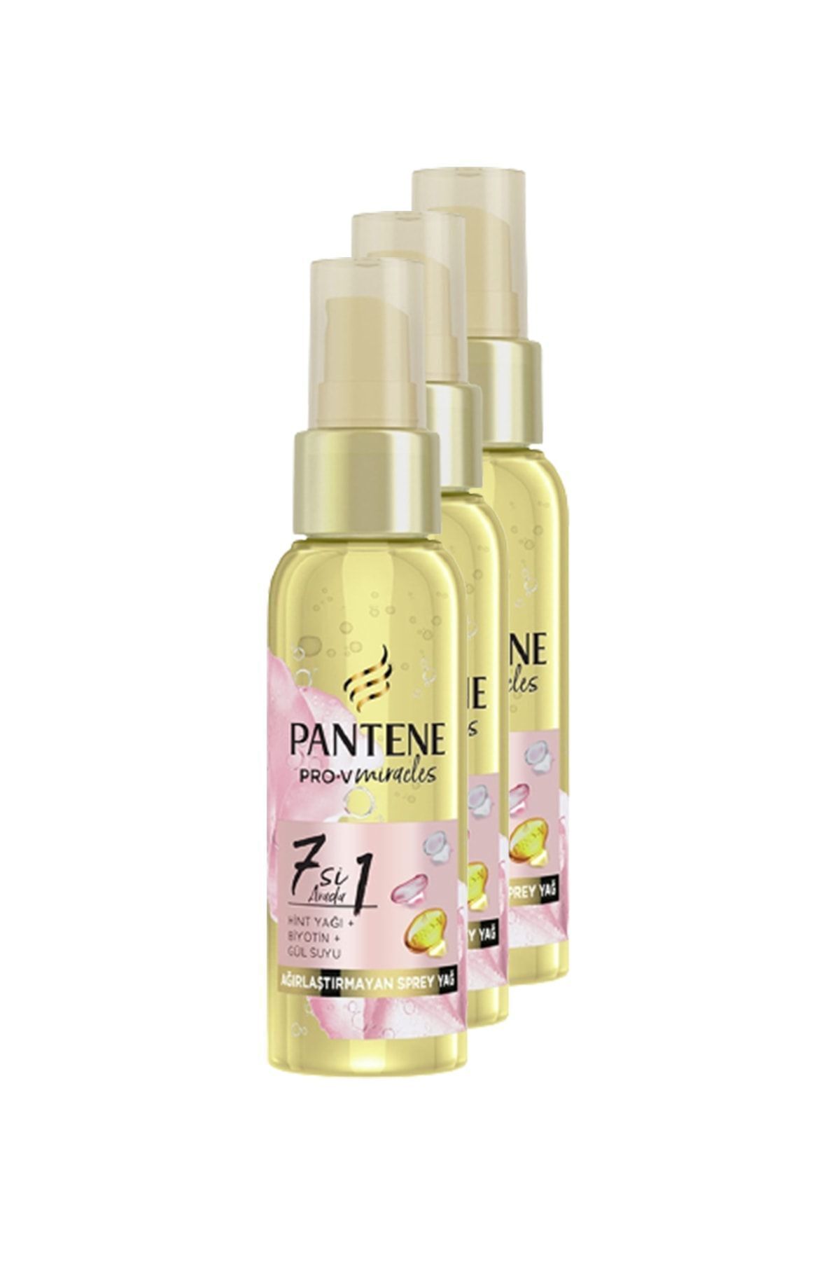 Pro-v 7 in 1 روغن کرچک بیوتین گلاب اسپری مو بدون وزن 100 میلی لیتری ست 3 تایی Pantene