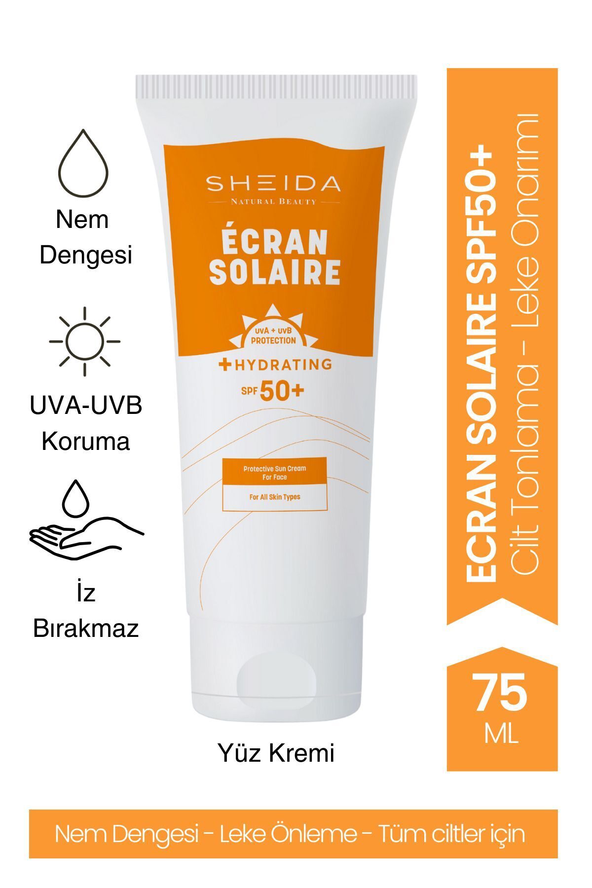 Ecran Solaire Yüz Güneş Kremi Spf 50 75 ml | Leke Karşıtı, Nemlendirici Ve Güneş Koruyucu
