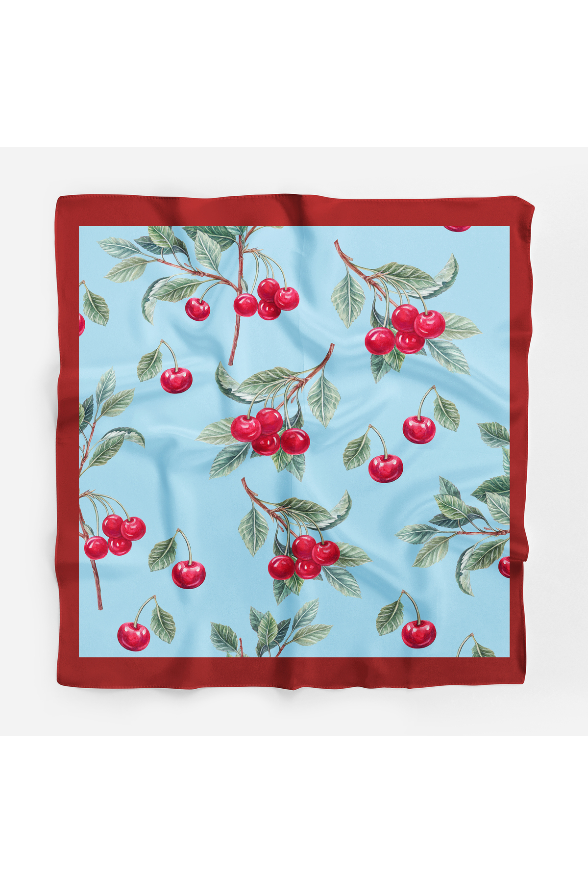 Women's Blue Red Cherry Pattern Bandana 70x70DG0350-22