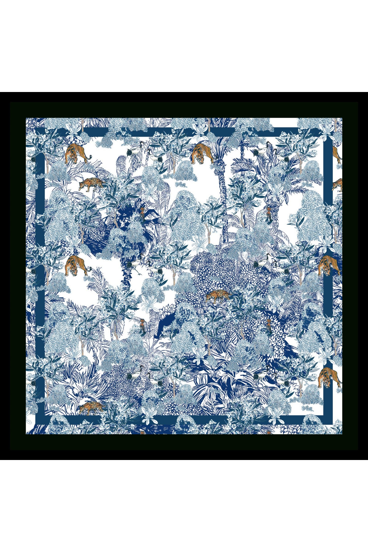 Kadın Mavi Tropik Desenli Bandana 70x70 DG1130-22 3
