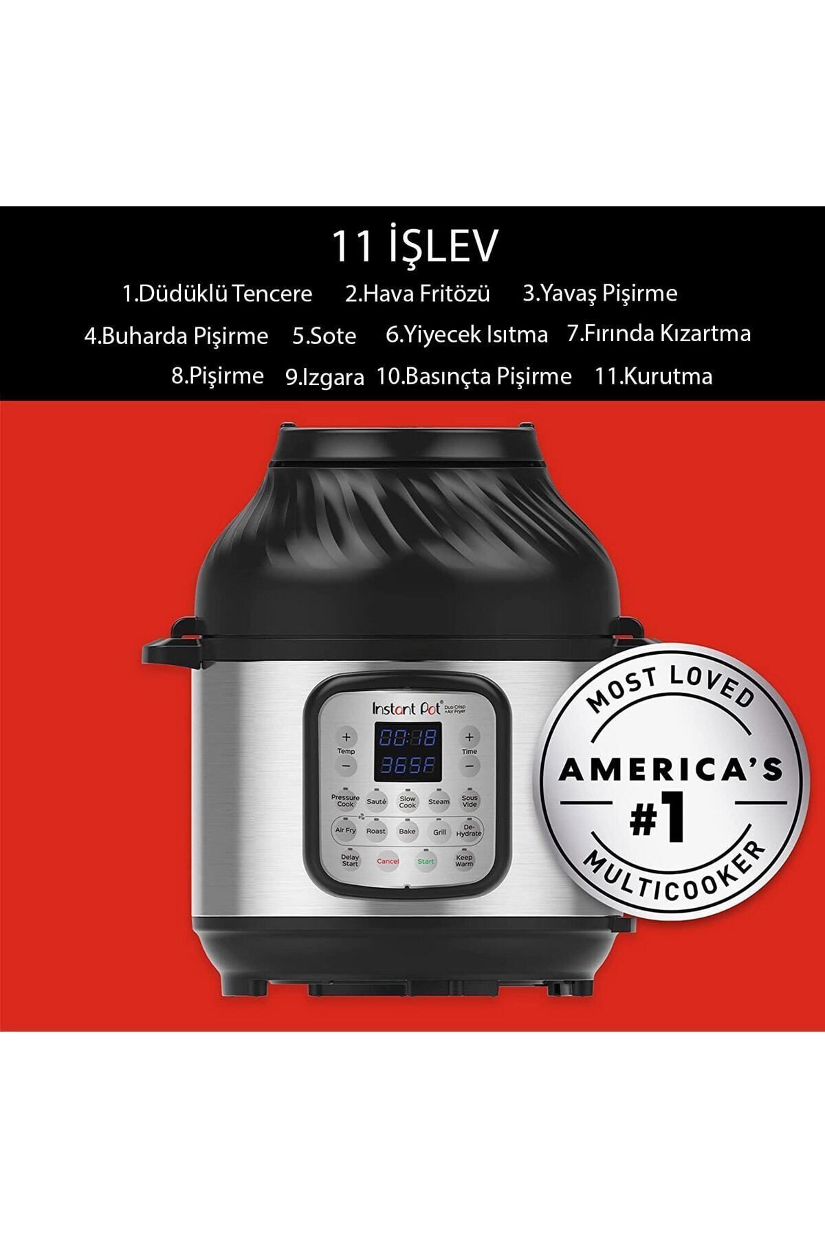 Instant Pot Duo Crisp 11 In 1 7.6 Litre Havayla K zartma Paslanmaz Celik Bas ncl Tencere Air Fryer Fiyat Yorumlar Trendyol