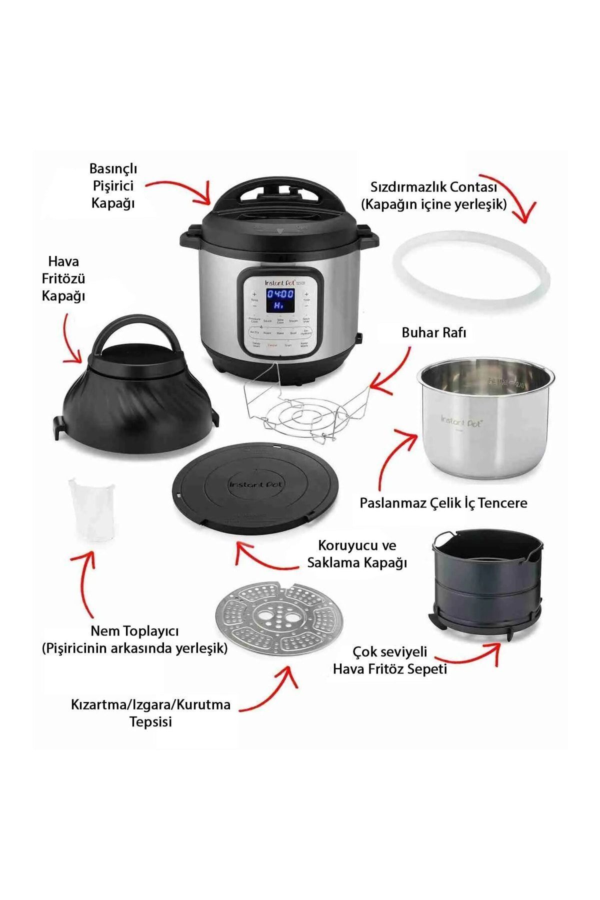 Instant Pot Duo Crisp 11 In 1 7.6 Litre Havayla K zartma Paslanmaz Celik Bas ncl Tencere Air Fryer Fiyat Yorumlar Trendyol