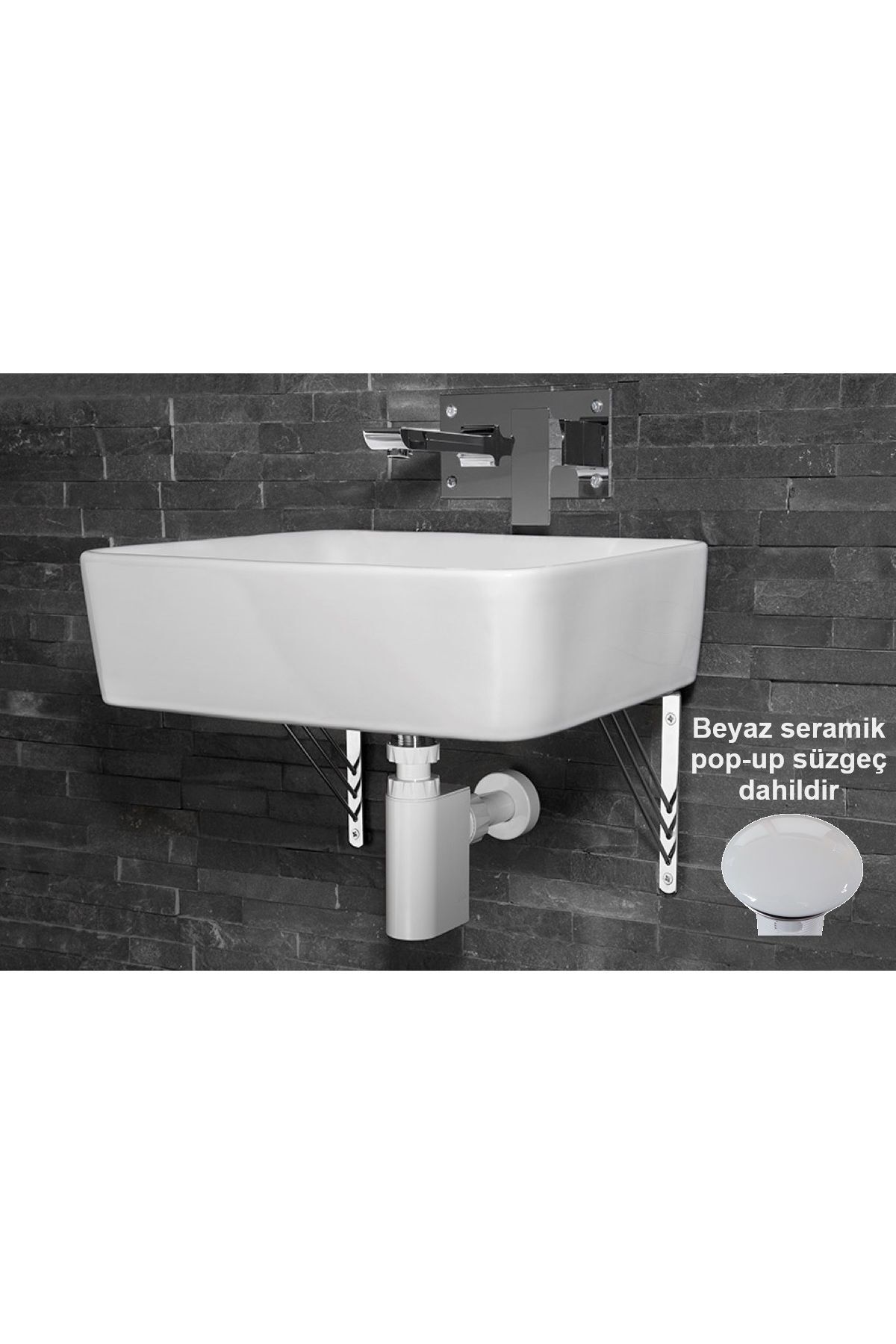 studor-White Ceramic Trap-Vent Sink Siphon - With Pop-Up Strainer, Clogging and Anti-Odor Drain 1