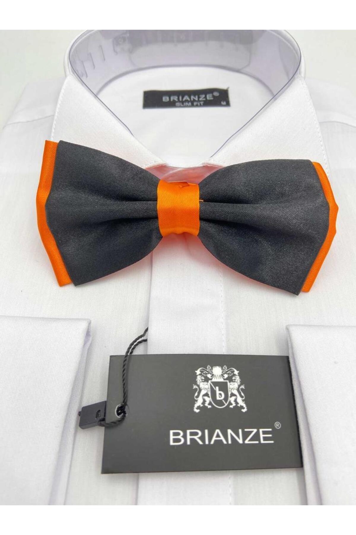  پاپیون ساتن مشکی و نارنجی