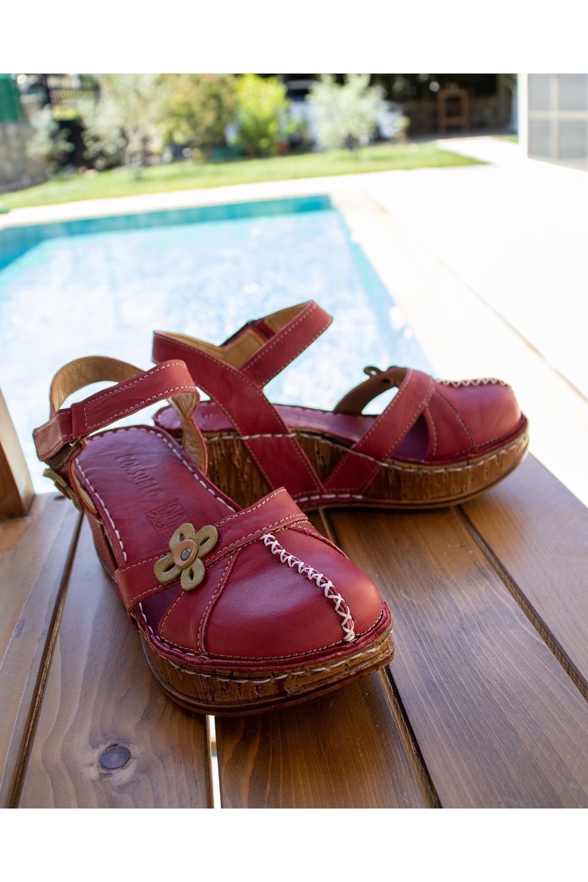 صندل زنانه بورگوندی CONSUELO | 11416 اورجینال - تصویر 4