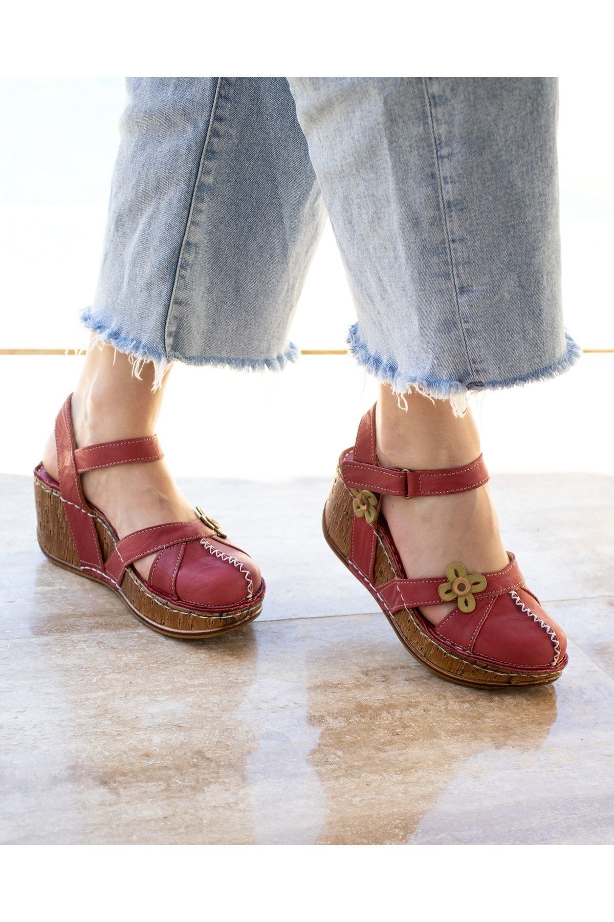 صندل زنانه بورگوندی CONSUELO | 11416 اورجینال - تصویر 3