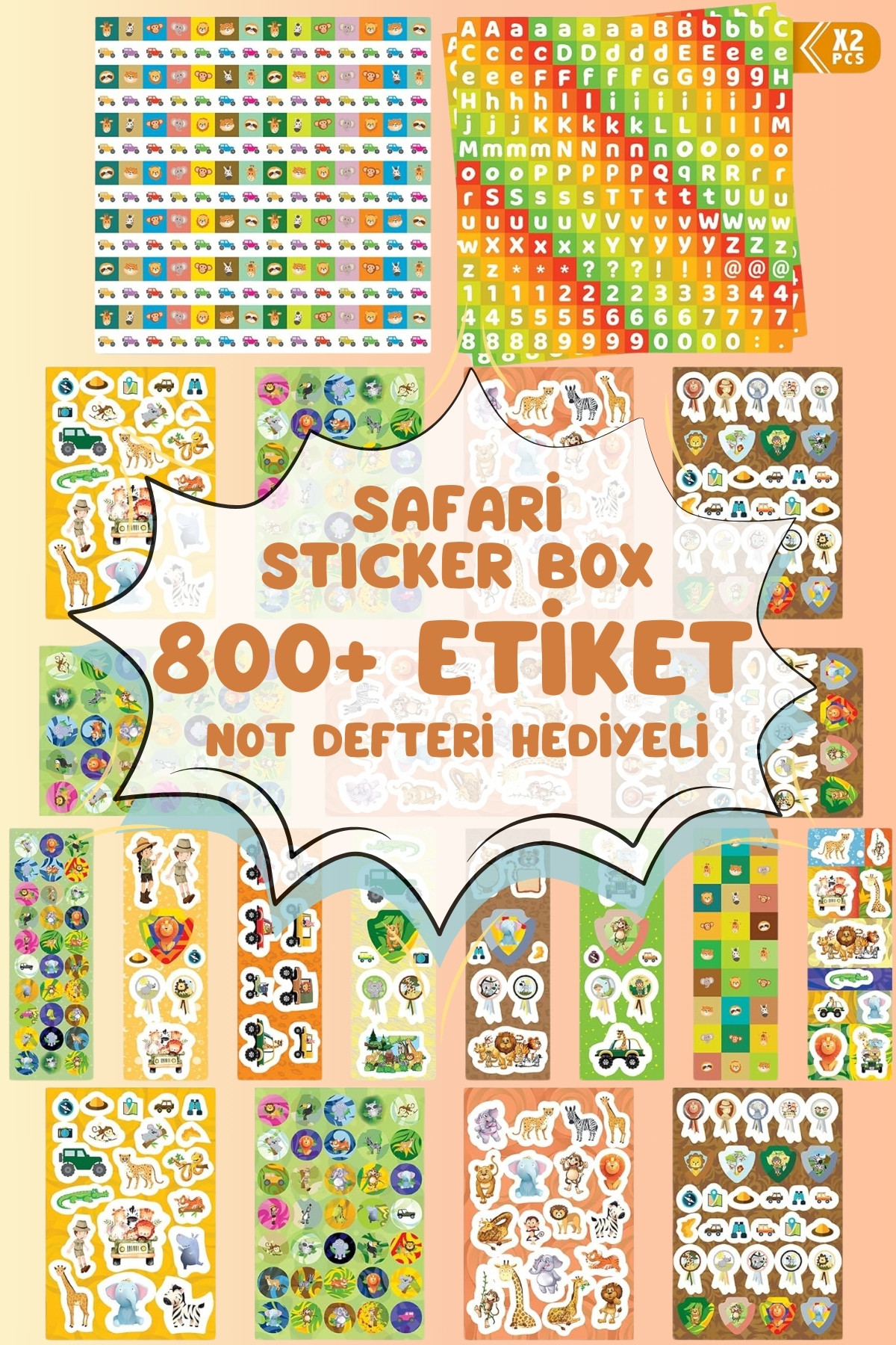 Genel Markalar Çocuklar Için 800 Sticker Seti, Safari Origami