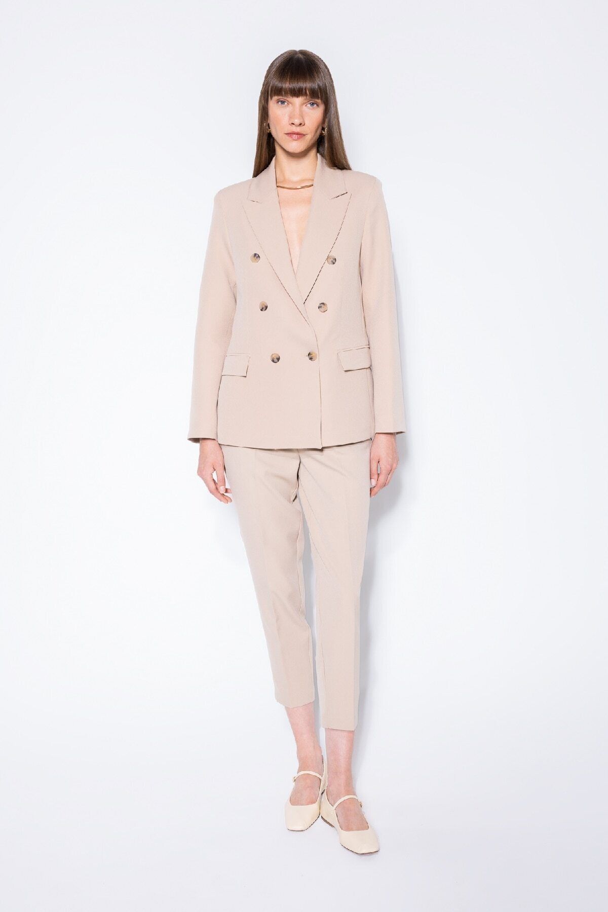 DeFacto-Oversize Collar Buttoned Basic Blazer Jacket - Wide Fit D4562Ax24Au 2
