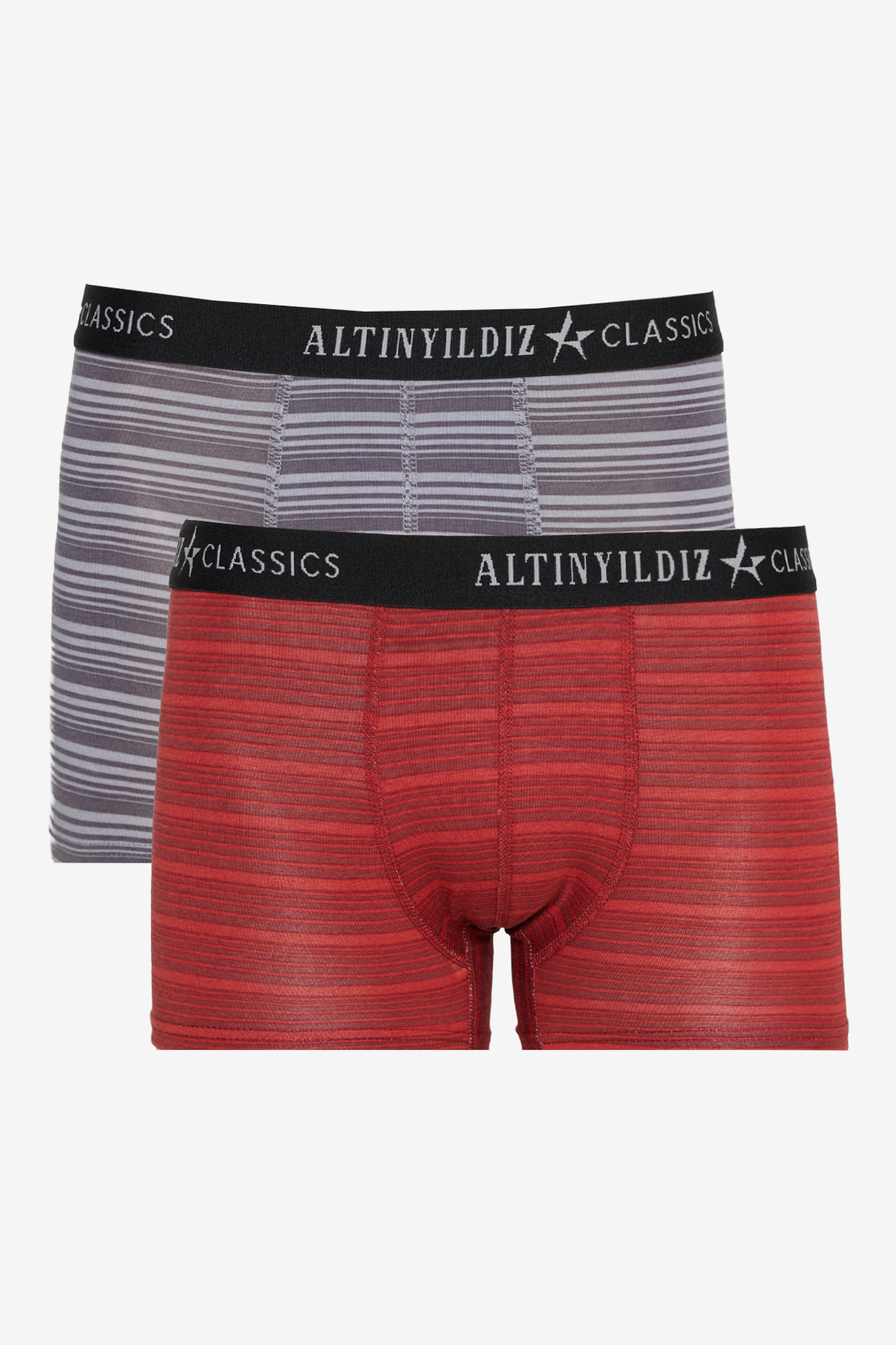 آلتین ییدلیز کلاسیکس شورت بوکسور کشی طرح دار مردانه از جنس پنبه مرغوب آنتراسیت-شرابی، بسته ۲ عددی