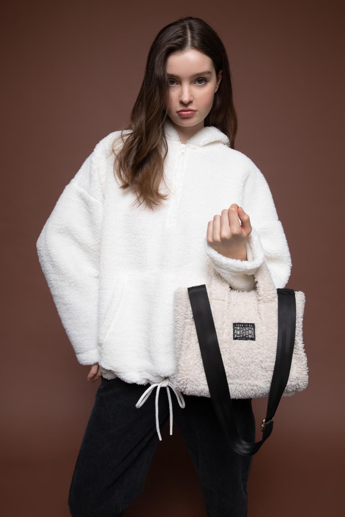 DeFacto-Women's Basic Plain Plüsch Kreuz Tasche Y8623azns 8